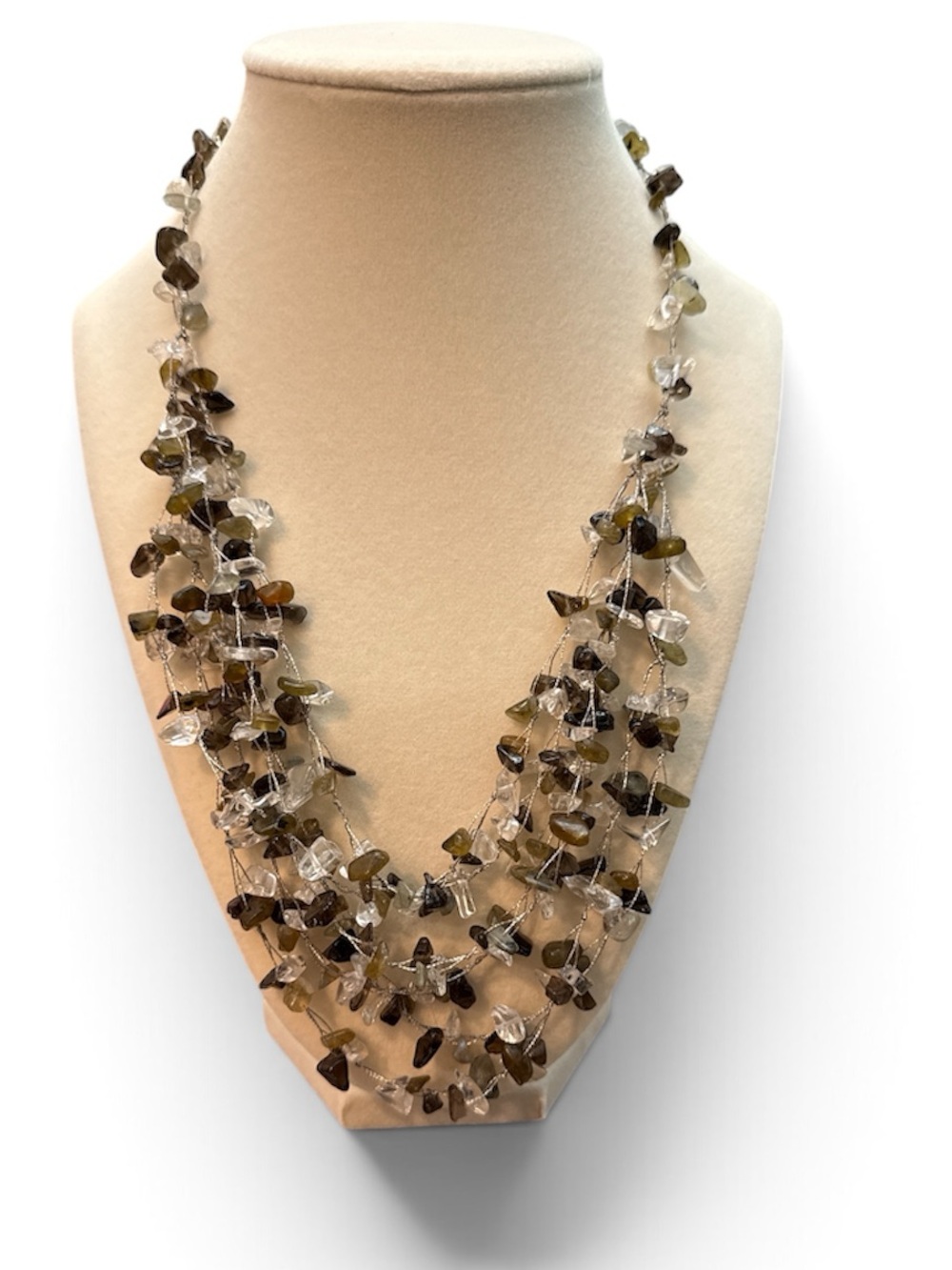 Vintage Lucas Lameth Sterling Silver Multi-Strand Agate Floating  Necklace